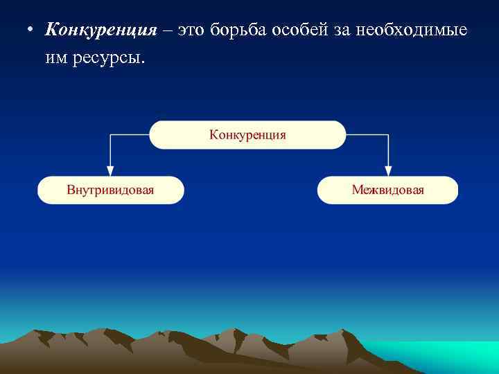  • Конкуренция – это борьба особей за необходимые им ресурсы. 