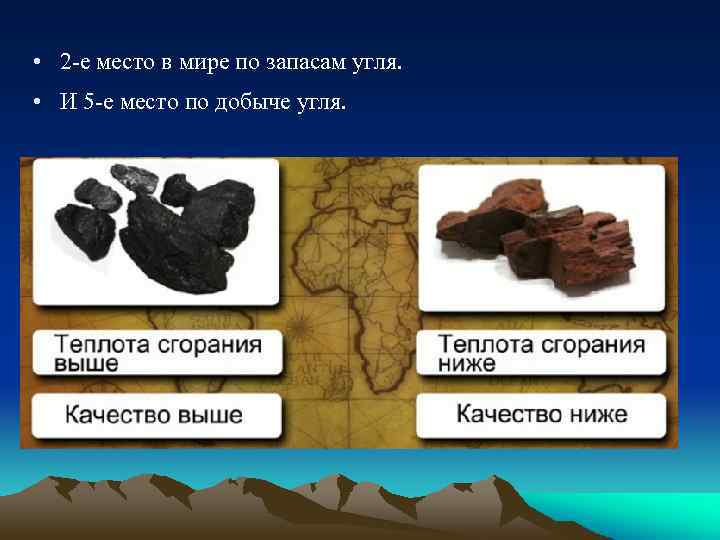  • 2 -е место в мире по запасам угля. • И 5 -е