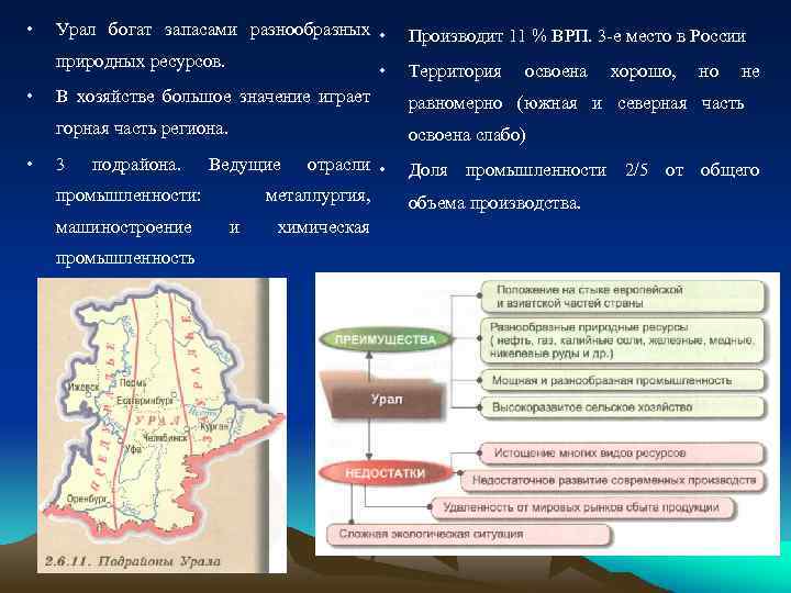  • • Производит 11 % ВРП. 3 -е место в России горная часть