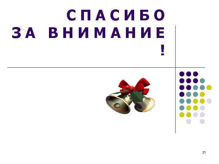 СПАСИБО ЗА ВНИМАНИЕ ! 21 