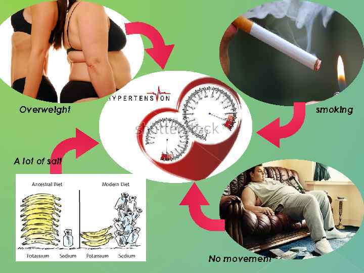 Overweight smoking A lot of salt No movement 