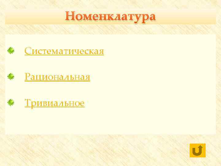 Номенклатура Систематическая Рациональная Тривиальное 