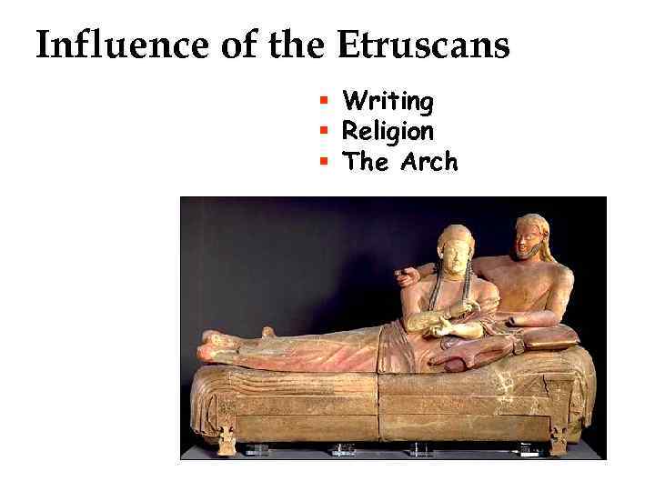 Influence of the Etruscans § § § Writing Religion The Arch 