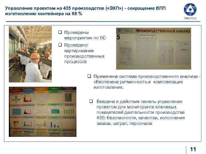 Управление проектом на 435 производстве ( «ЭХП» ) - сокращение ВПП изготовления контейнера на