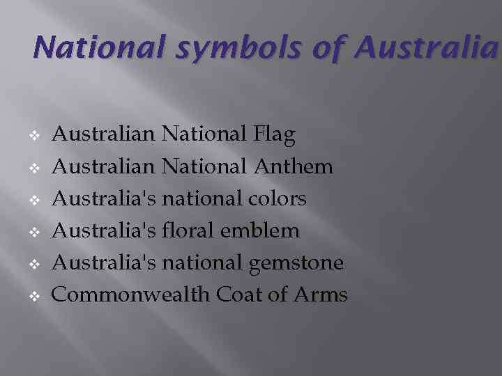 National symbols of Australia v v v Australian National Flag Australian National Anthem Australia's