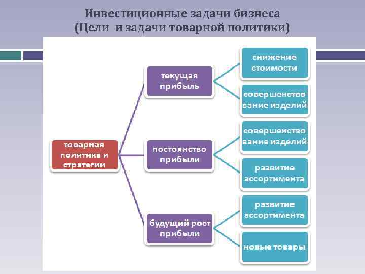 Инвестиционные задачи бизнеса (Цели и задачи товарной политики) 
