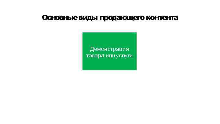 Основные виды продающего контента Демонстрация товара или услуги 