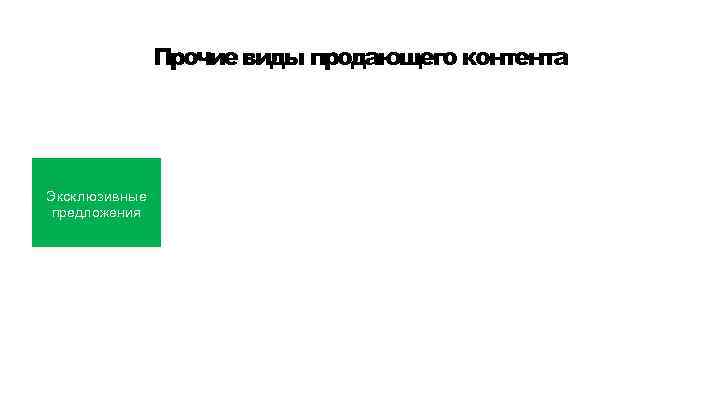 Прочие виды продающего контента Эксклюзивные предложения 