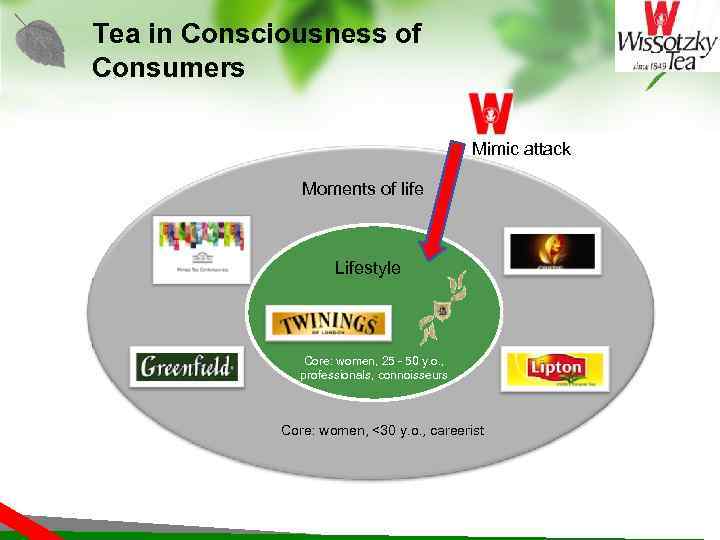 Tea in Consciousness of Consumers Mimic attack Moments of life Lifestyle Core: women, 25