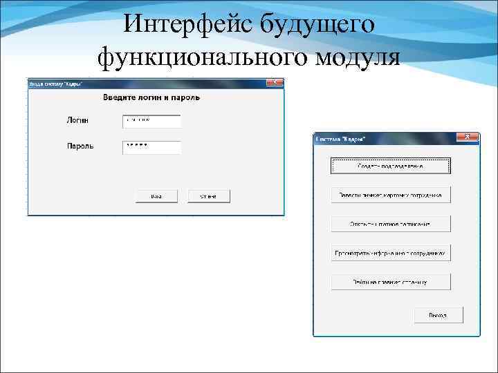 Интерфейс будущего функционального модуля 