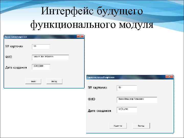 Интерфейс будущего функционального модуля 