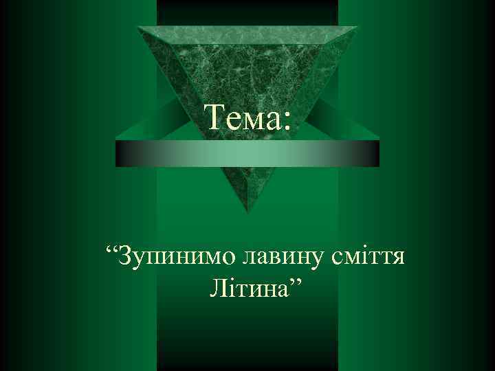 Тема: “Зупинимо лавину сміття Літина” 