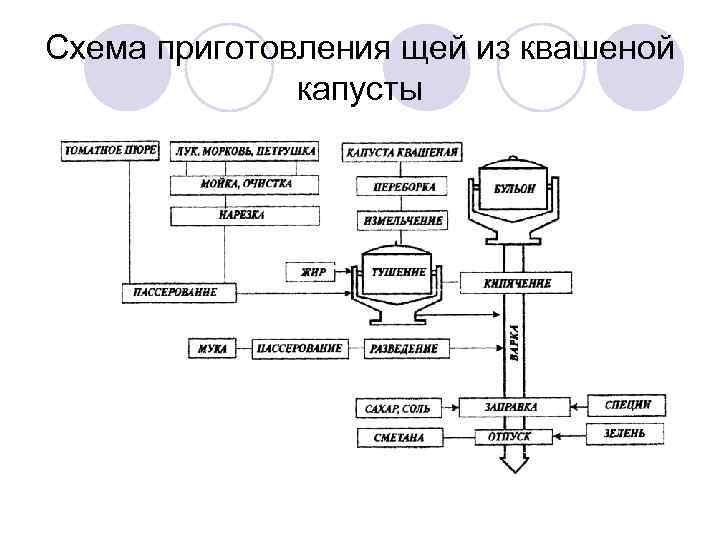 Схема приготовления щей из квашеной капусты 