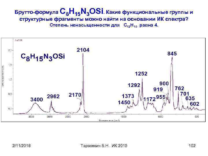 Брутто-формула C 8 H 15 N 3 OSi. Какие функциональные группы и структурные фрагменты
