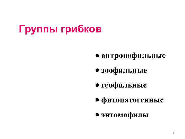 Группы грибков антропофильные зоофильные геофильные фитопатогенные энтомофилы 2 