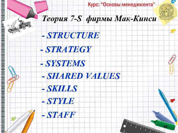 Теория 7 -S фирмы Мак-Кинси - STRUCTURE - STRATEGY - SYSTEMS - SHARED VALUES