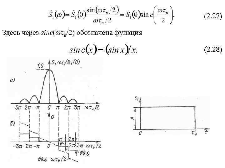 (2. 27) Здесь через sinc(ωτи/2) обозначена функция (2. 28) 
