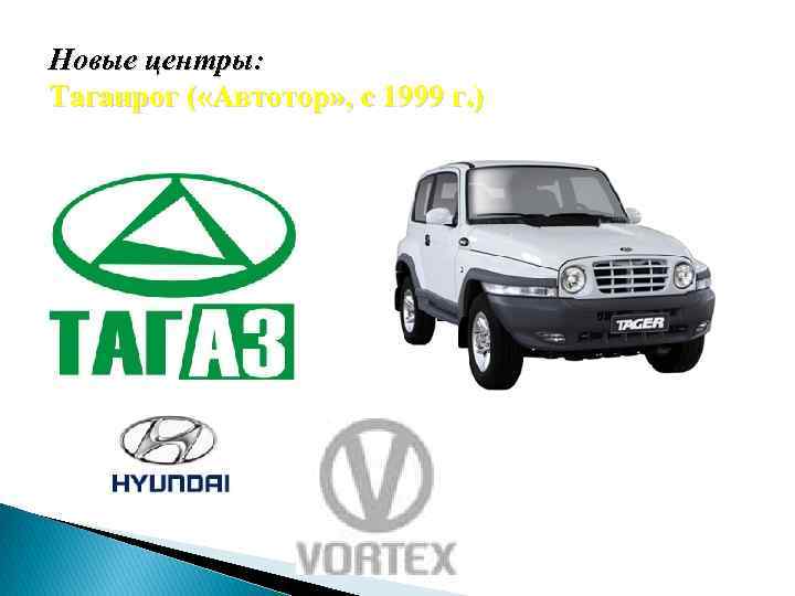 Новые центры: Таганрог ( «Автотор» , с 1999 г. ) 