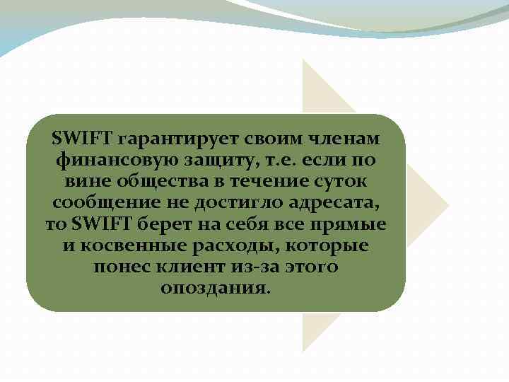 SWIFT гарантирует своим членам финансовую защиту, т. е. если по вине общества в течение