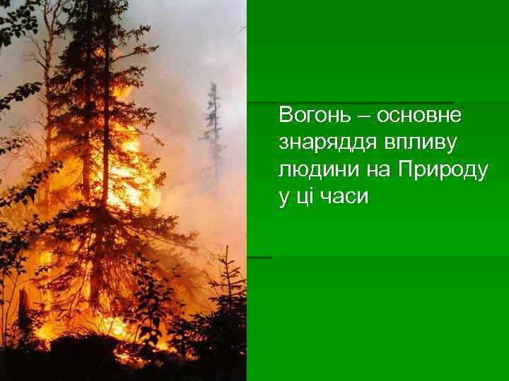 Вогонь – основне знаряддя впливу людини на Природу у ці часи 