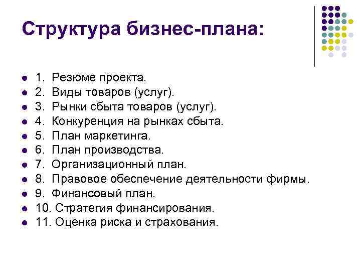 Что такое резюме проекта в бизнес плане