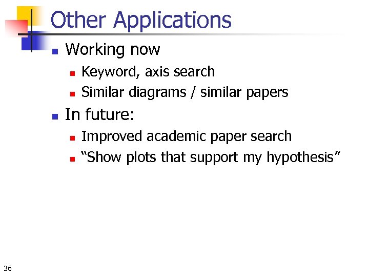 Other Applications n Working now n n n In future: n n 36 Keyword,