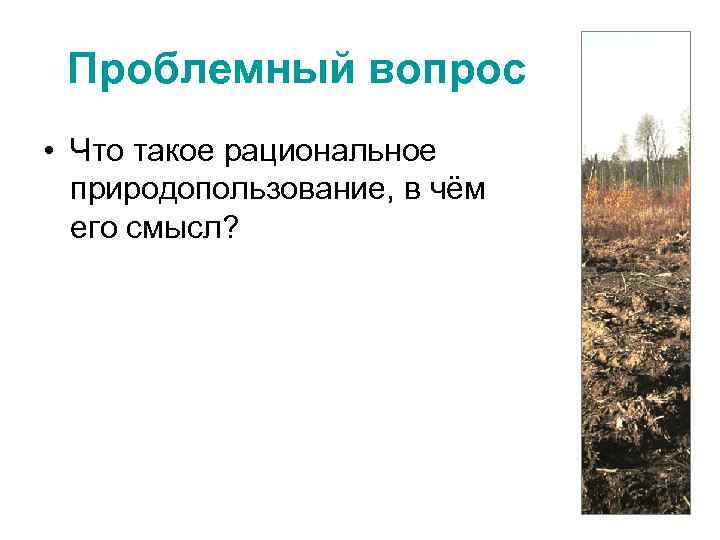 Проблемный вопрос • Что такое рациональное природопользование, в чём его смысл? 