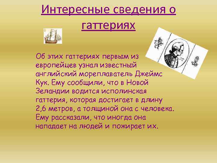 Интересные сведения о гаттериях Об этих гаттериях первым из европейцев узнал известный английский мореплаватель