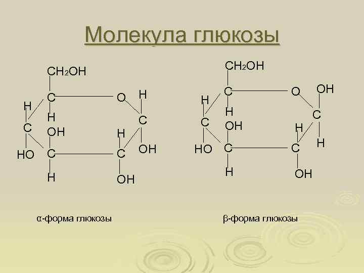 Молекула глюкозы СН 2 ОН Н С НО С Н ОН О Н С