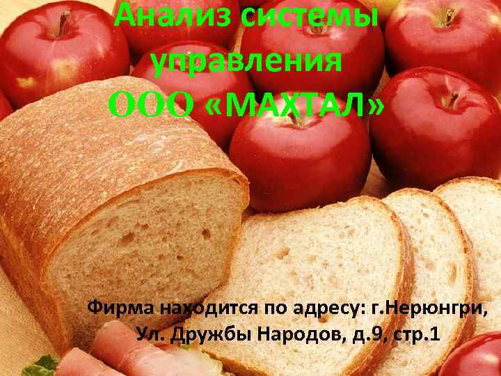 Анализ системы управления ООО «МАХТАЛ» Фирма находится по адресу: г. Нерюнгри, Ул. Дружбы Народов,