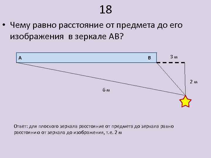 18 • Чему равно расстояние от предмета до его изображения в зеркале АВ? А
