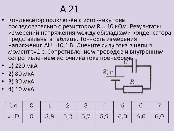 Конденсатор подключен к источнику