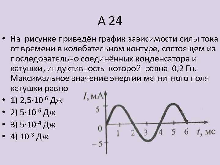На рисунке показан график зависимости силы тока