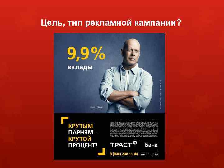 Цель, тип рекламной кампании? 