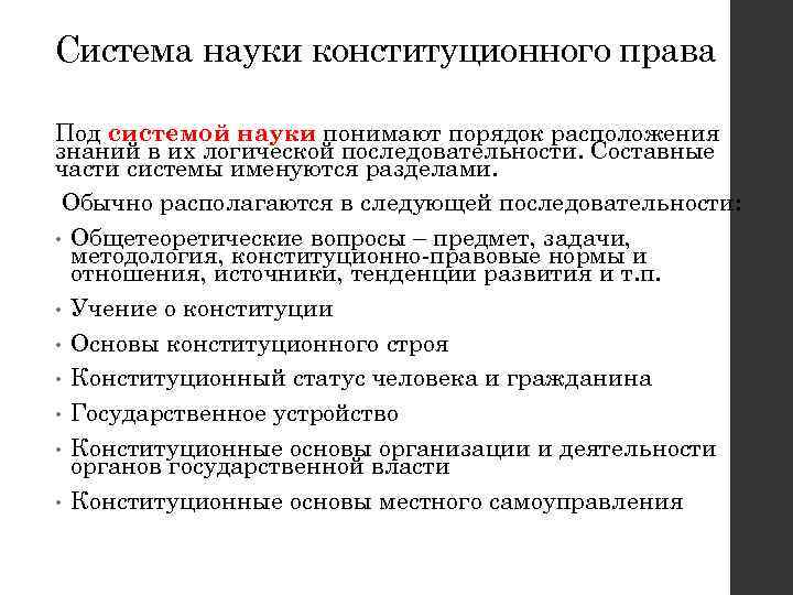 План урока конституционное право как отрасль российского права