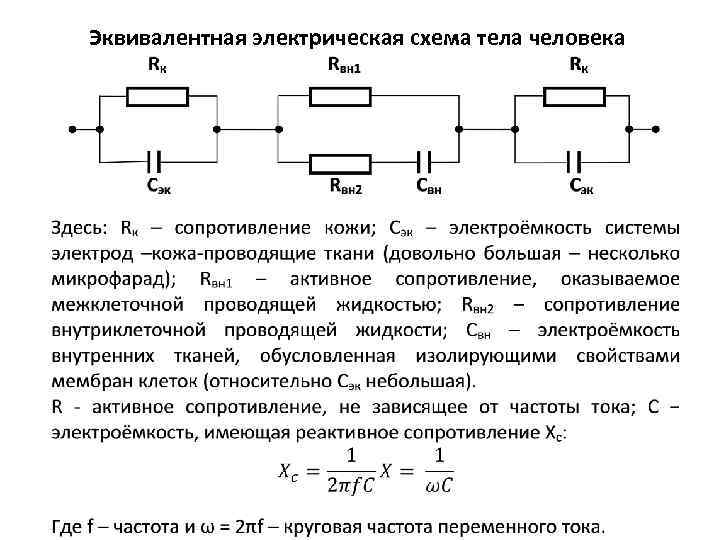 Эквивалентная электрическая схема тела человека 