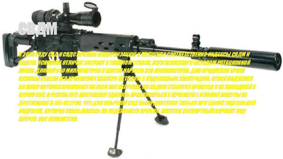 СВДМ В 2000 ГОДУ СВД И СВДС ПРОШЛИ МОДЕРНИЗАЦИЮ И ПОЛУЧИЛИ СООТВЕТСТВЕННО ИНДЕКСЫ СВДМ