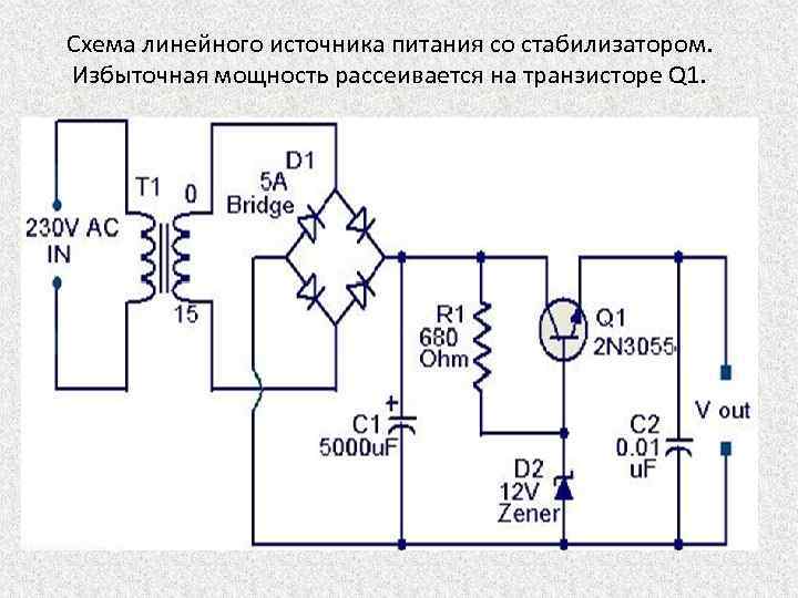 Линейный блок питания схема