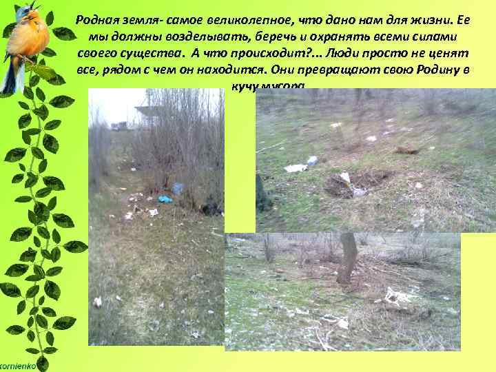 Родная земля- самое великолепное, что дано нам для жизни. Ее мы должны возделывать, беречь