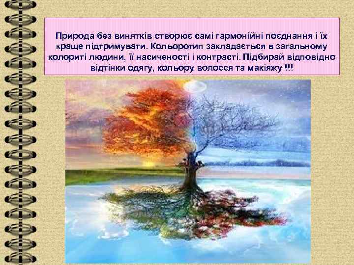 Природа без винятків створює самі гармонійні поєднання і їх краще підтримувати. Кольоротип закладається в