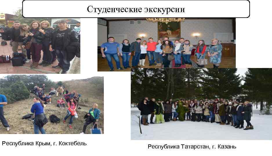 Студенческие экскурсии Республика Крым, г. Коктебель Республика Татарстан, г. Казань 