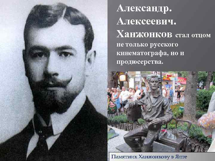 Александр. Алексеевич. Ханжонков стал отцом не только русского кинематографа, но и продюсерства. Памятник Ханжонкову