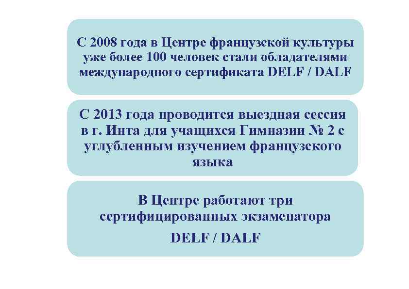 С 2008 года в Центре французской культуры уже более 100 человек стали обладателями международного