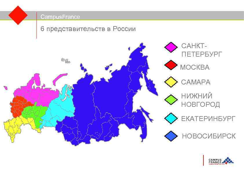 Campus. France 6 представительств в России САНКТПЕТЕРБУРГ МОСКВА САМАРА НИЖНИЙ НОВГОРОД ЕКАТЕРИНБУРГ НОВОСИБИРСК 