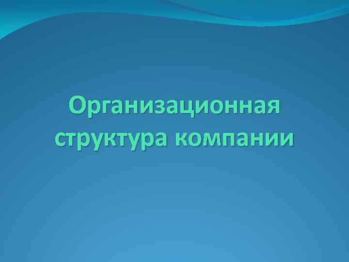 Организационная структура компании 