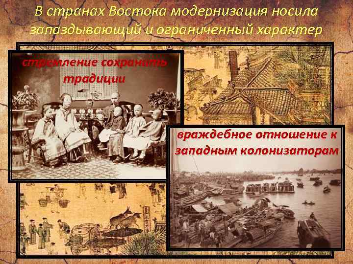 В странах Востока модернизация носила запаздывающий и ограниченный характер стремление сохранить традиции враждебное отношение