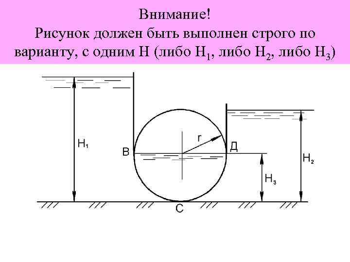 Внимание! Рисунок должен быть выполнен строго по варианту, с одним Н (либо Н 1,