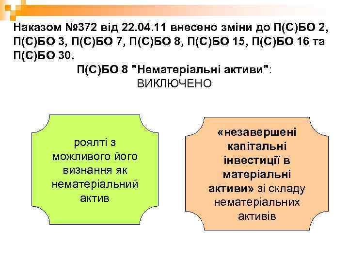 Наказом № 372 від 22. 04. 11 внесено зміни до П(С)БО 2, П(С)БО 3,