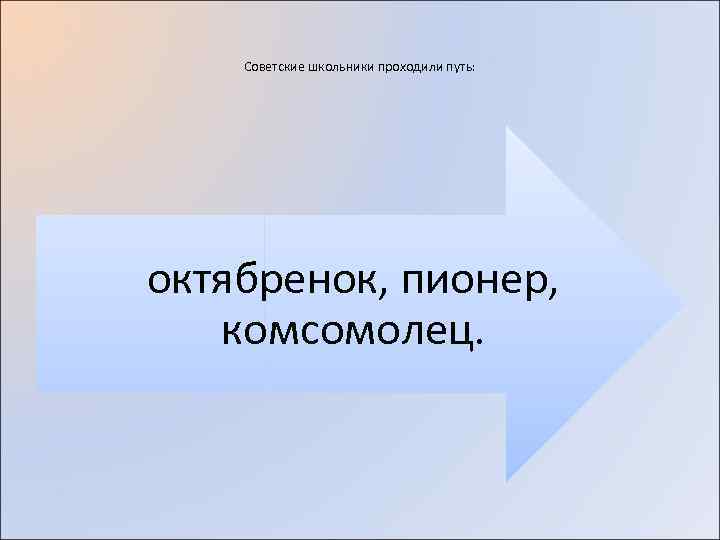 Советские школьники проходили путь: октябренок, пионер, комсомолец. 