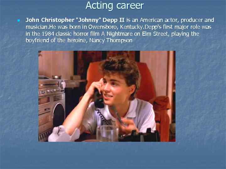 Acting career n John Christopher 